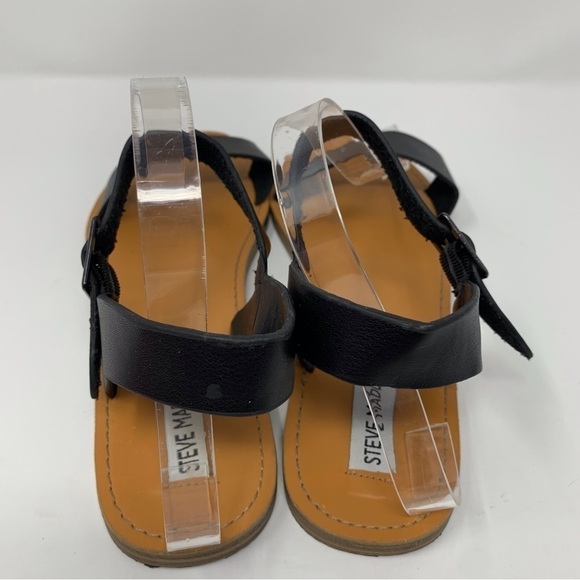 Steve Madden Zone Black Faux Leather Flat Everyday Sandals Size 9.5 - Picture 11 of 16